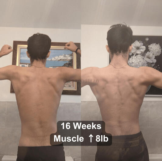 men before after picture, gained muscle, body transformation from personal trainer, gained confidence