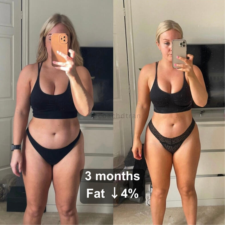 women before after picture, lost weight, body transformation from personal trainer